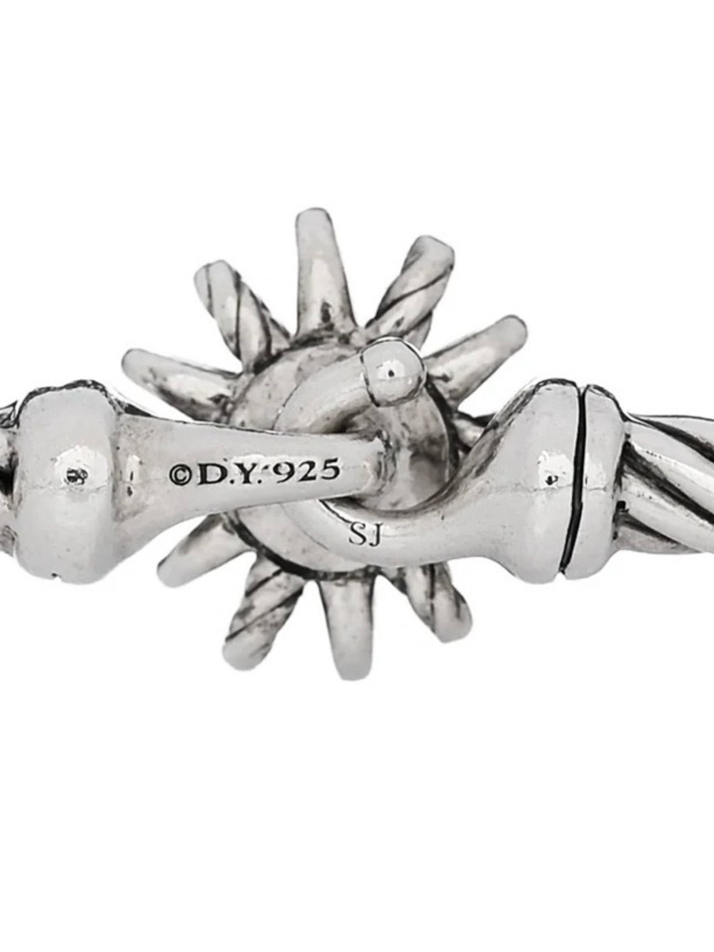 David Yurman Silver Starburst center station bangle bracelet with Pave diamonds - Picture 4 of 5